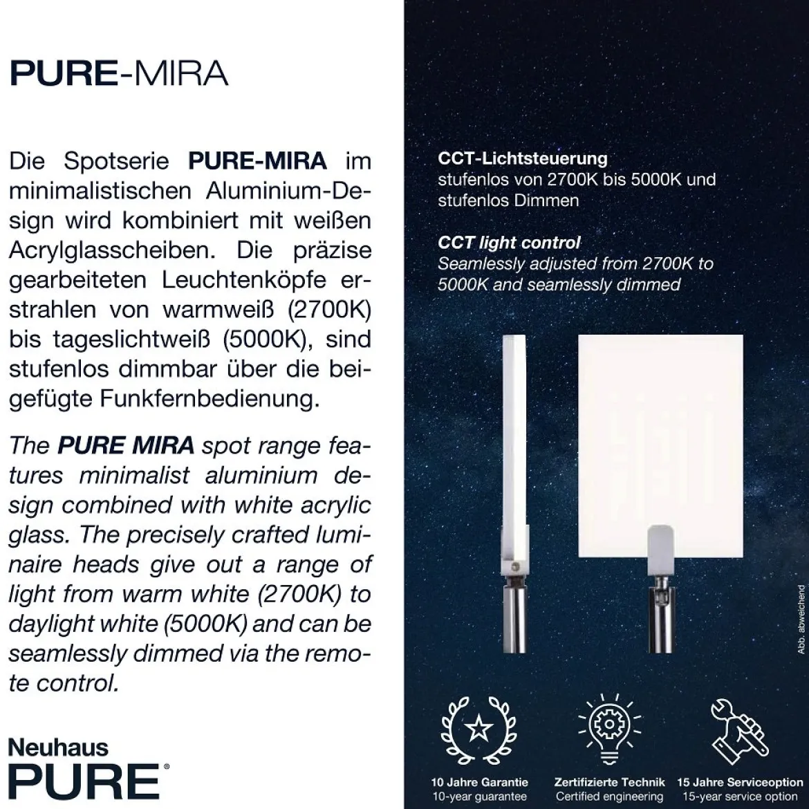 Paul Neuhaus 9353-18 PURE-MIRA LED Wandleuchte black pearl CCT