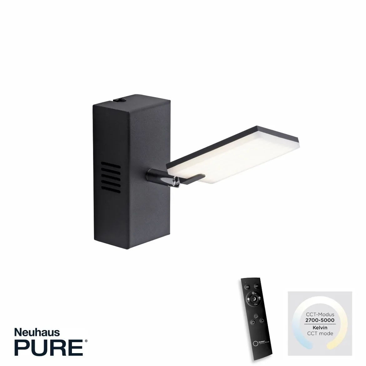 Paul Neuhaus 9353-18 PURE-MIRA LED Wandleuchte black pearl CCT