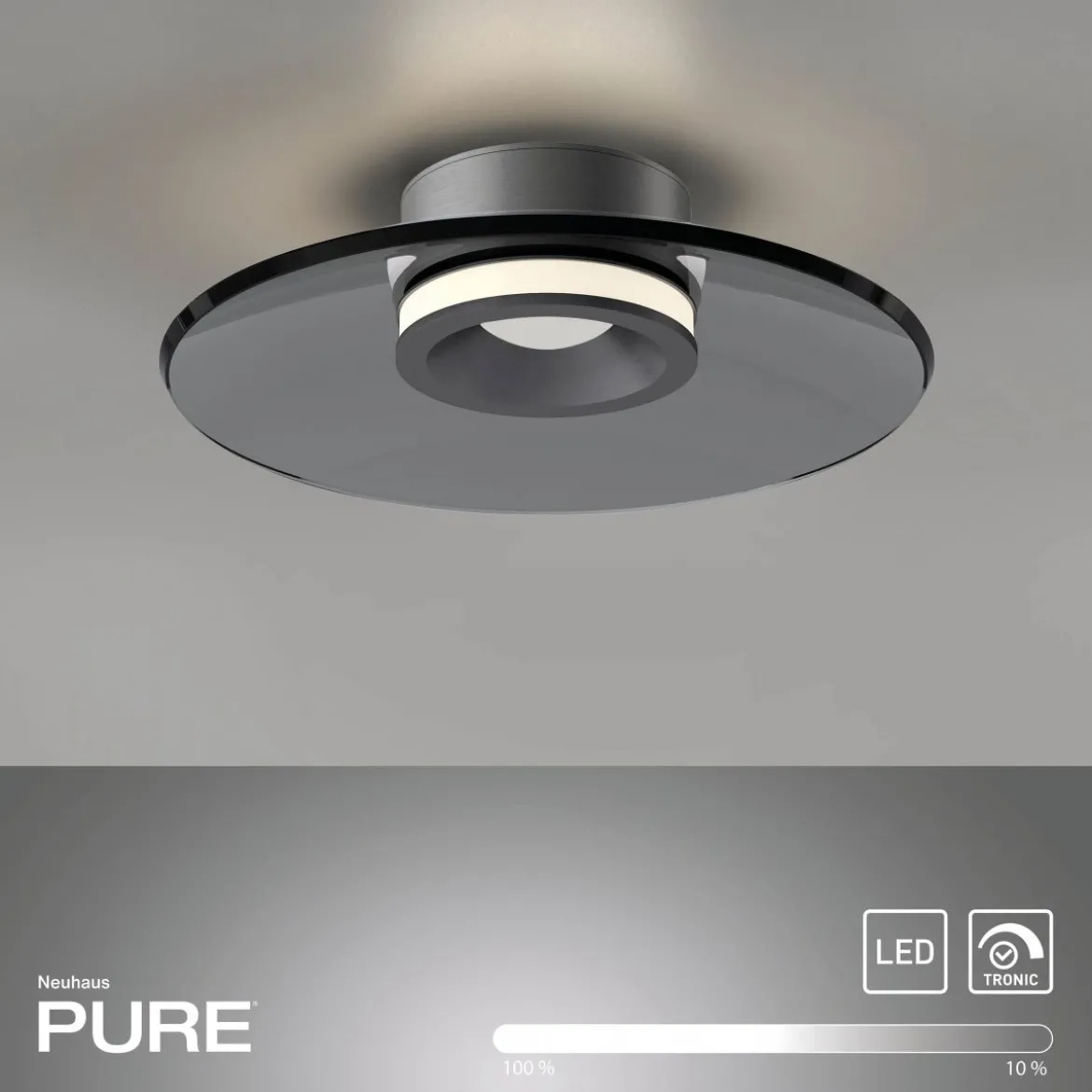 Paul Neuhaus 6094-15 PURE Moon Deckenleuchte platin grau 32cm dimmbar