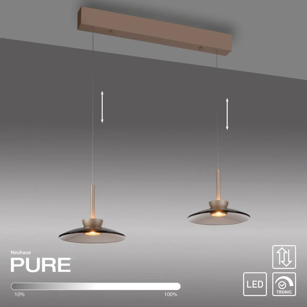 Paul Neuhaus 2194-97 PURE Moon Pendelleuchte bronce 2-flammig