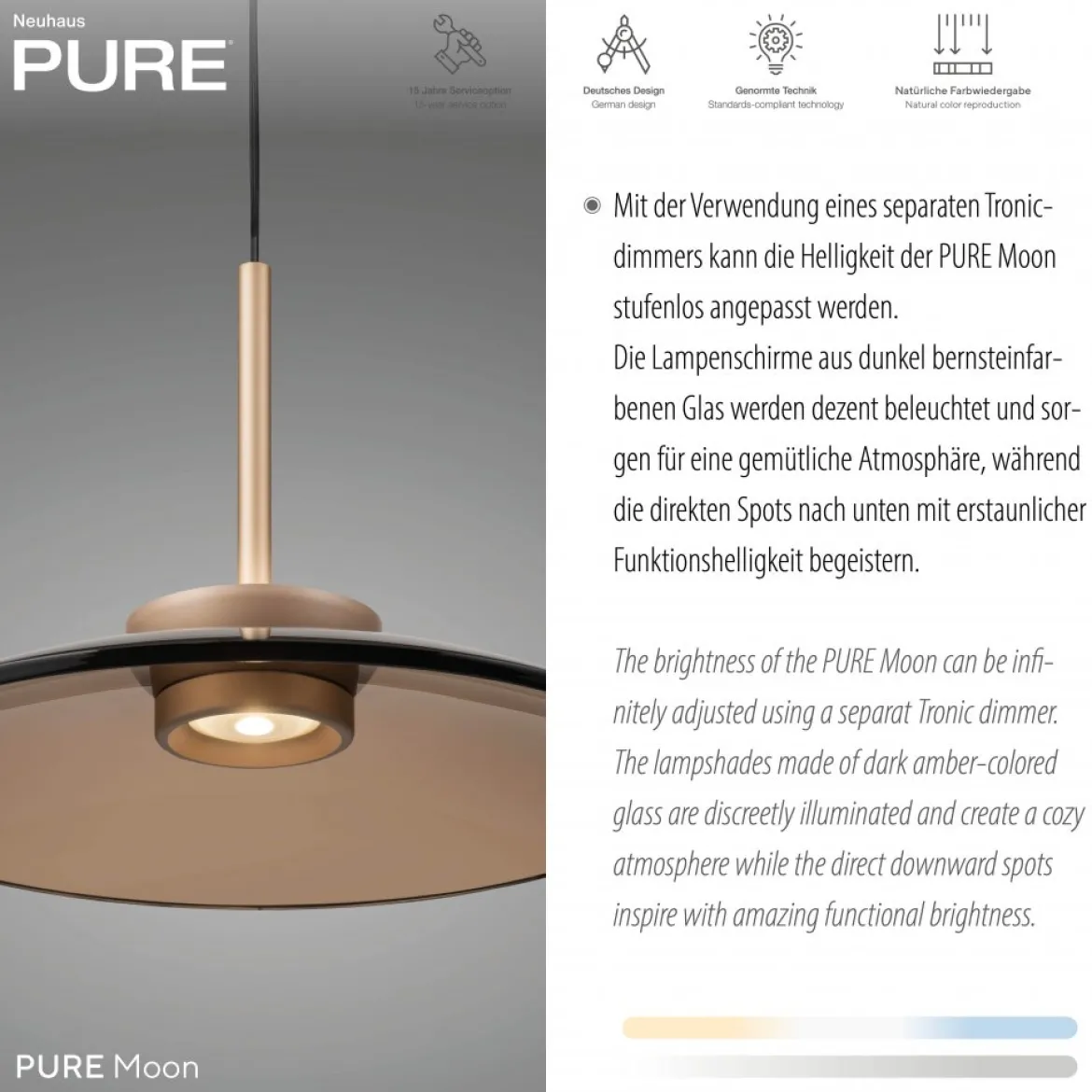 Paul Neuhaus 2194-97 PURE Moon Pendelleuchte bronce 2-flammig