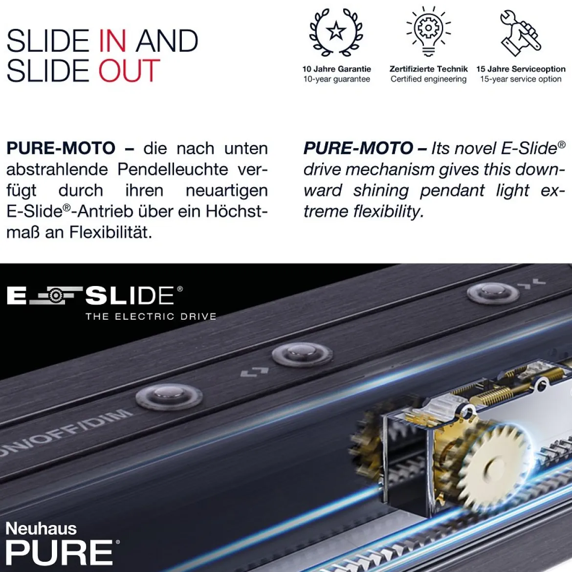 Paul Neuhaus 2525-15 PURE Moto e-SLIDE® LED Pendelleuchte platin (grau) CCT
