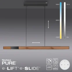 Paul Neuhaus 2545-79 PURE MOTO-RISE LED Pendelleuchte oak black pearl höhenverstellbar ausziehbar