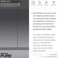 Paul Neuhaus 2545-15 PURE MOTO-RISE LED Pendelleuchte platin (grau) höhenverstellbar ausziehbar