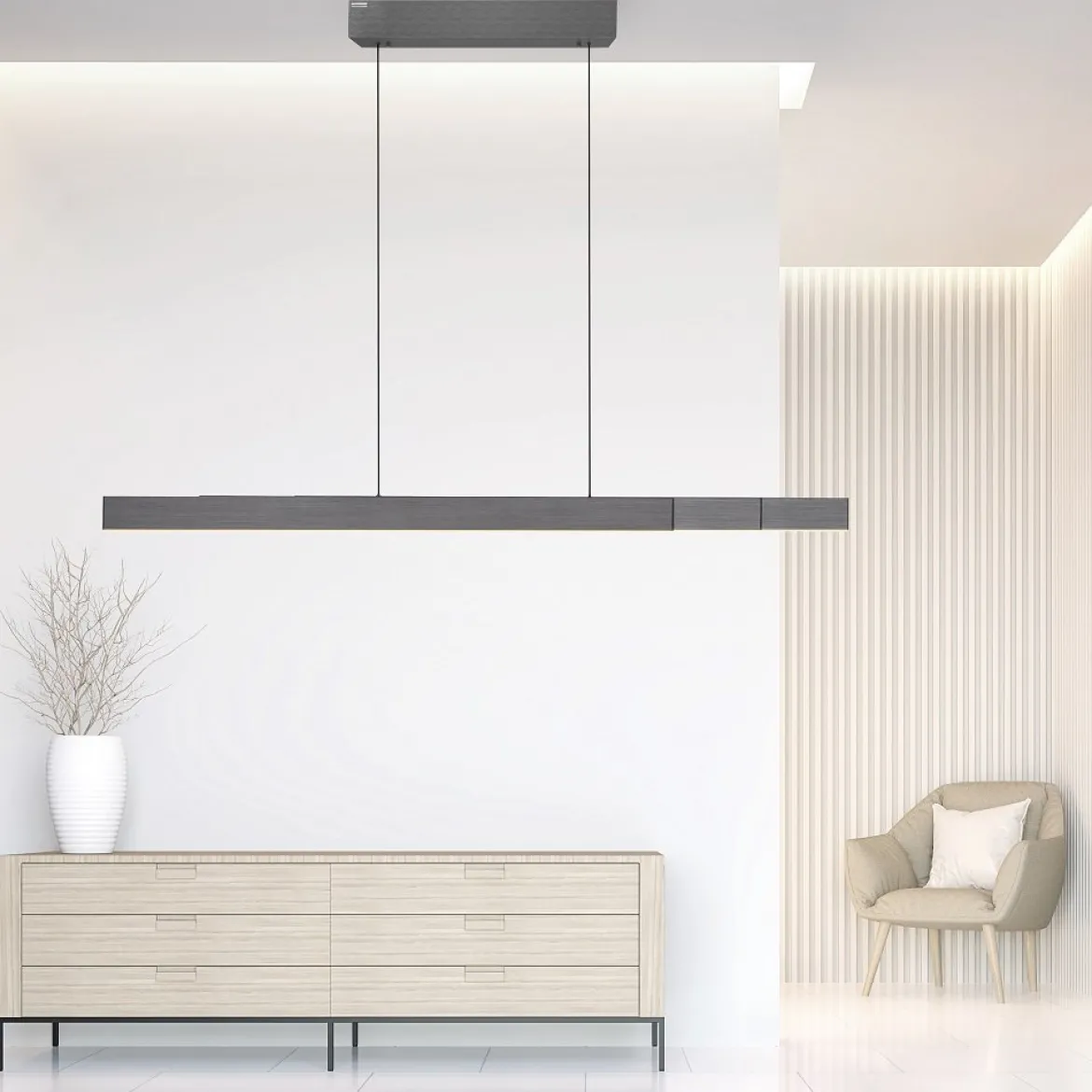 Paul Neuhaus 2545-15 PURE MOTO-RISE LED Pendelleuchte platin (grau) höhenverstellbar ausziehbar