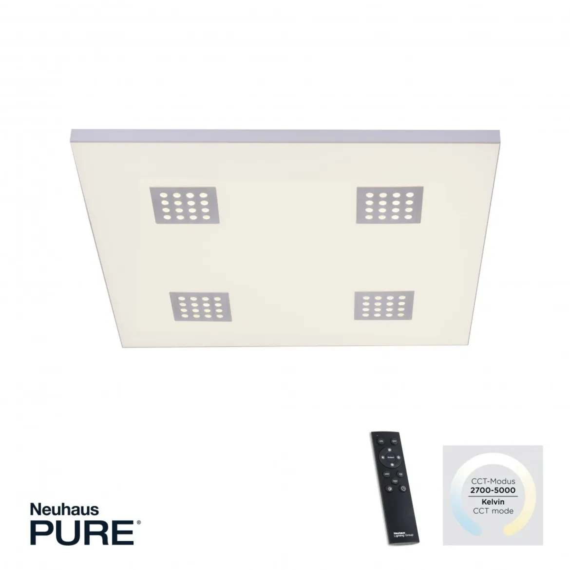 Paul Neuhaus 6434-95 PURE-NEO LED Deckenleuchte aluminium CCT 62x62cm