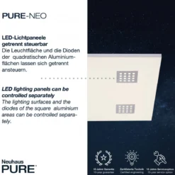 Paul Neuhaus 6434-95 PURE-NEO LED Deckenleuchte aluminium CCT 62x62cm
