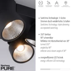 Paul Neuhaus 6454-18 PURE-NOLA LED Deckenleuchte 4-flammig schwarz