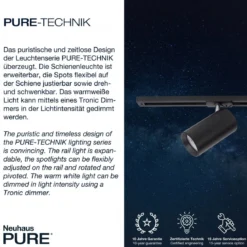 Paul Neuhaus 6214-18 PURE-TECHNIK LED Schienenleuchte schwarz dimmbar
