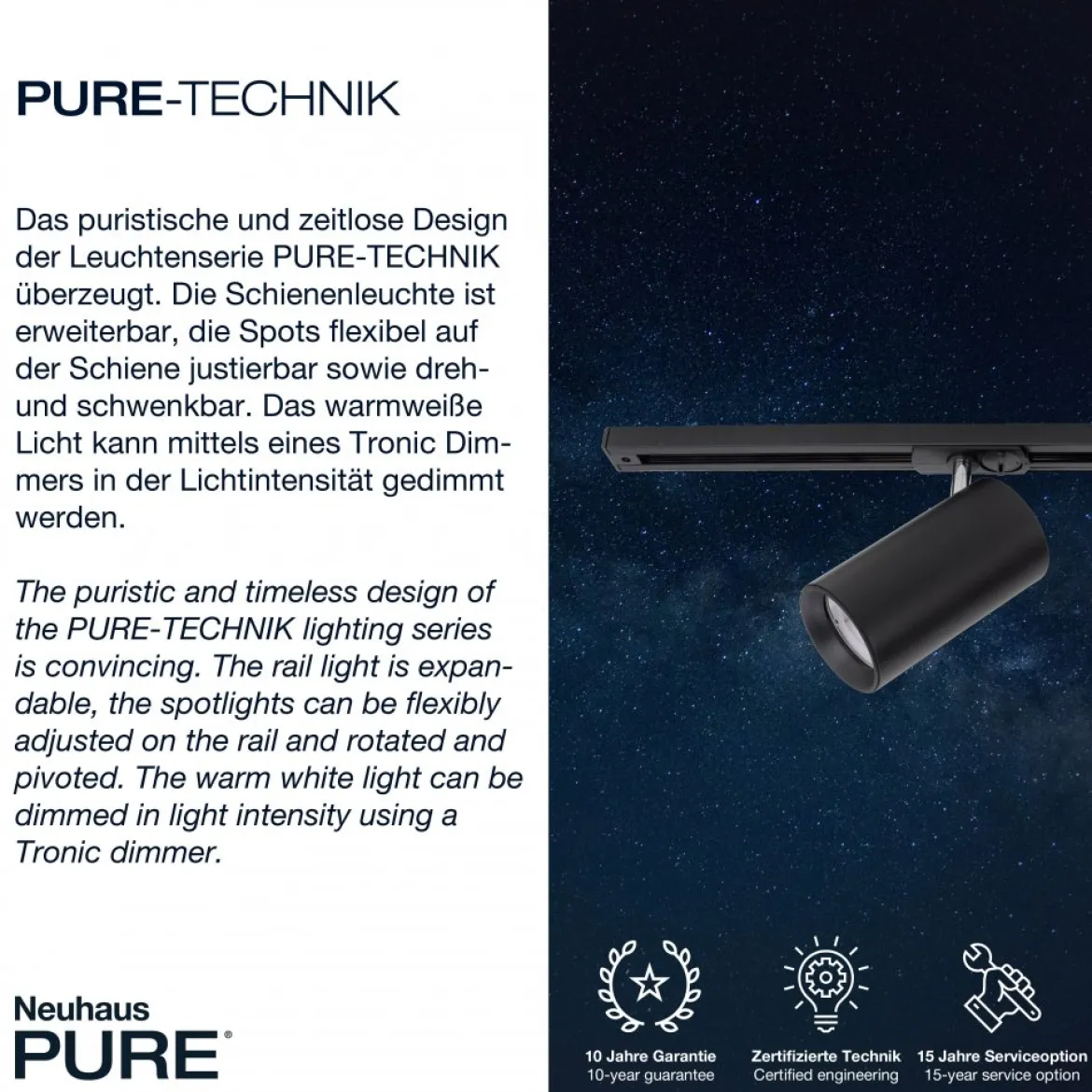 Paul Neuhaus 6214-18 PURE-TECHNIK LED Schienenleuchte schwarz dimmbar