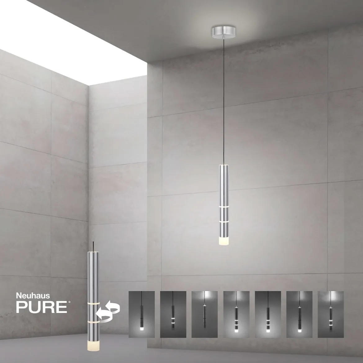 Paul Neuhaus 2211-95 PURE-VEGA LED Pendelleuchte aluminium getrennt schaltbar