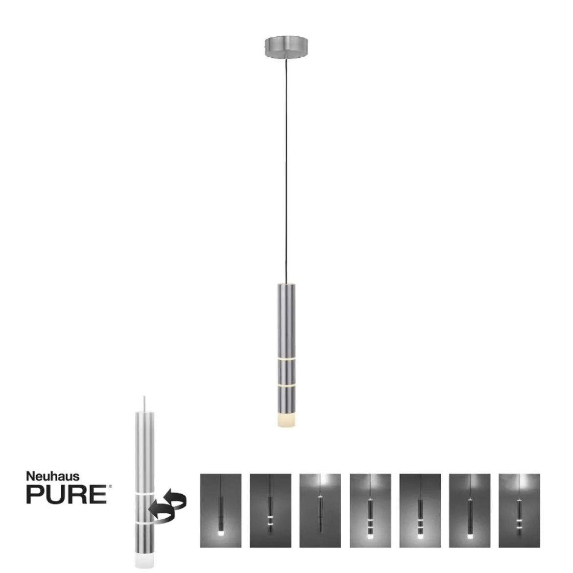 Paul Neuhaus 2211-95 PURE-VEGA LED Pendelleuchte aluminium getrennt schaltbar