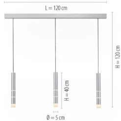 Paul Neuhaus 2213-95 PURE-VEGA LED Pendelleuchte aluminium 3-flammig getrennt schaltbar