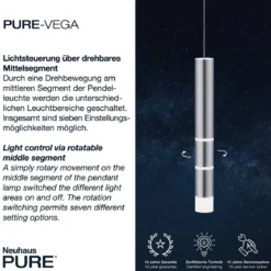 Paul Neuhaus 2213-95 PURE-VEGA LED Pendelleuchte aluminium 3-flammig getrennt schaltbar