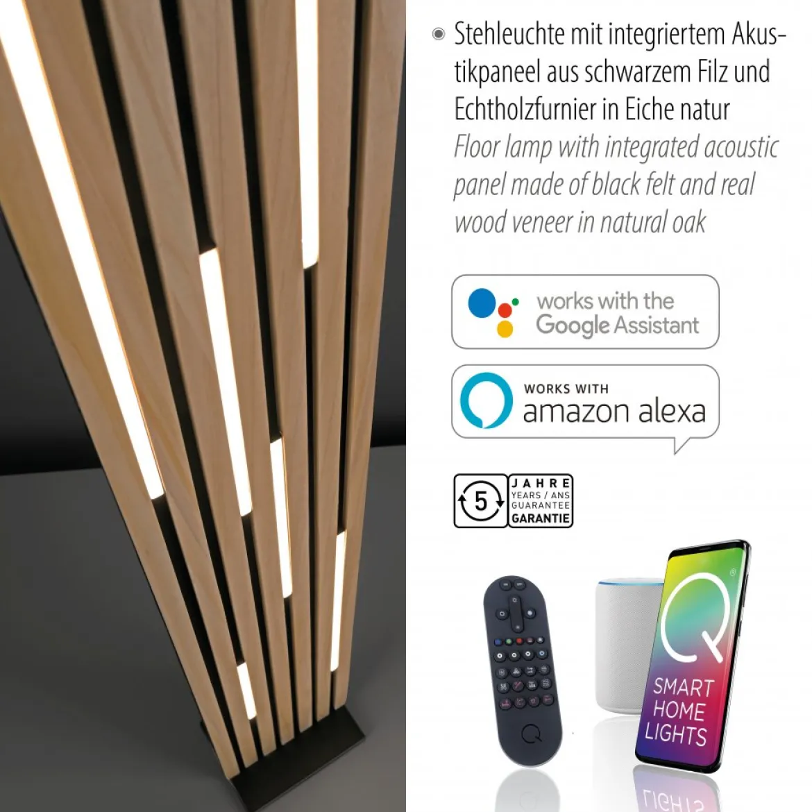 Paul Neuhaus 822-79 Q-AKUSTIK LED Stehleuchte Holz-natur
