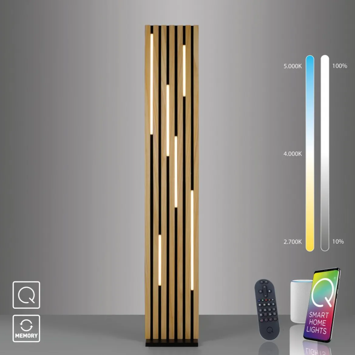 Paul Neuhaus 822-79 Q-AKUSTIK LED Stehleuchte Holz-natur