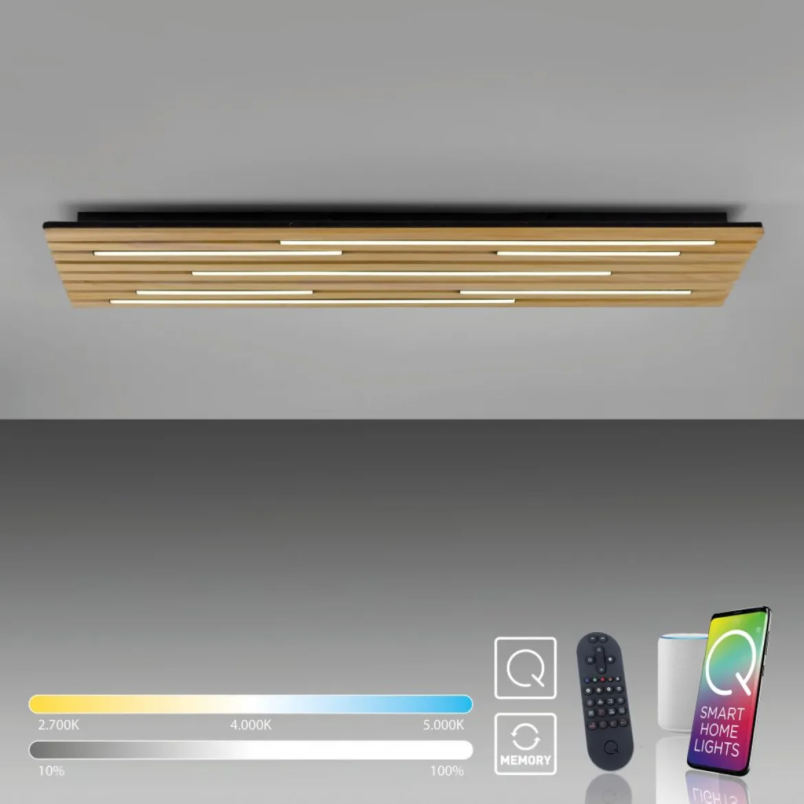 Paul Neuhaus 6422-79 Q-AKUSTIK LED Wand- und Deckenleuchte Holz-natur