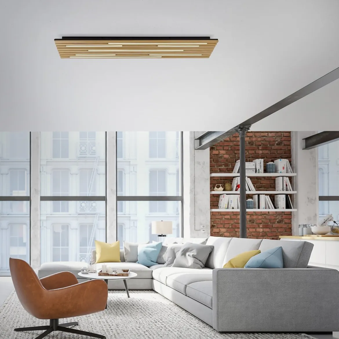 Paul Neuhaus 6422-79 Q-AKUSTIK LED Wand- und Deckenleuchte Holz-natur