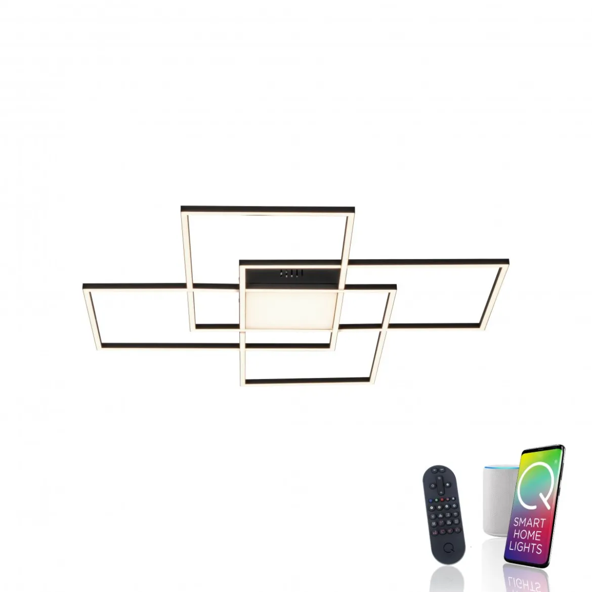 Paul Neuhaus 6073-18 Q-ASMIN LED Deckenleuchte 80x80cm schwarz Smart Home