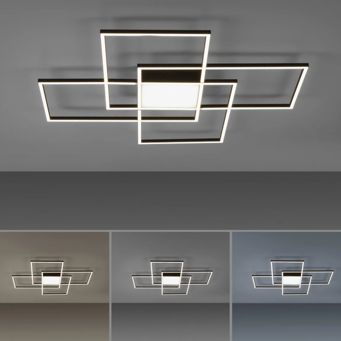 Paul Neuhaus 6073-18 Q-ASMIN LED Deckenleuchte 80x80cm schwarz Smart Home