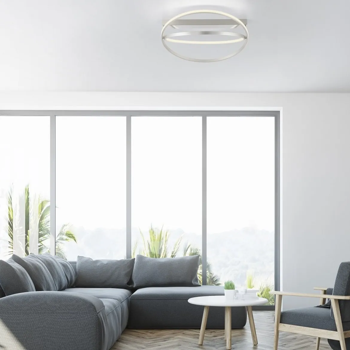 Paul Neuhaus 6739-55 Q-BELUGA LED Deckenleuchte stahlfarben Smart Home