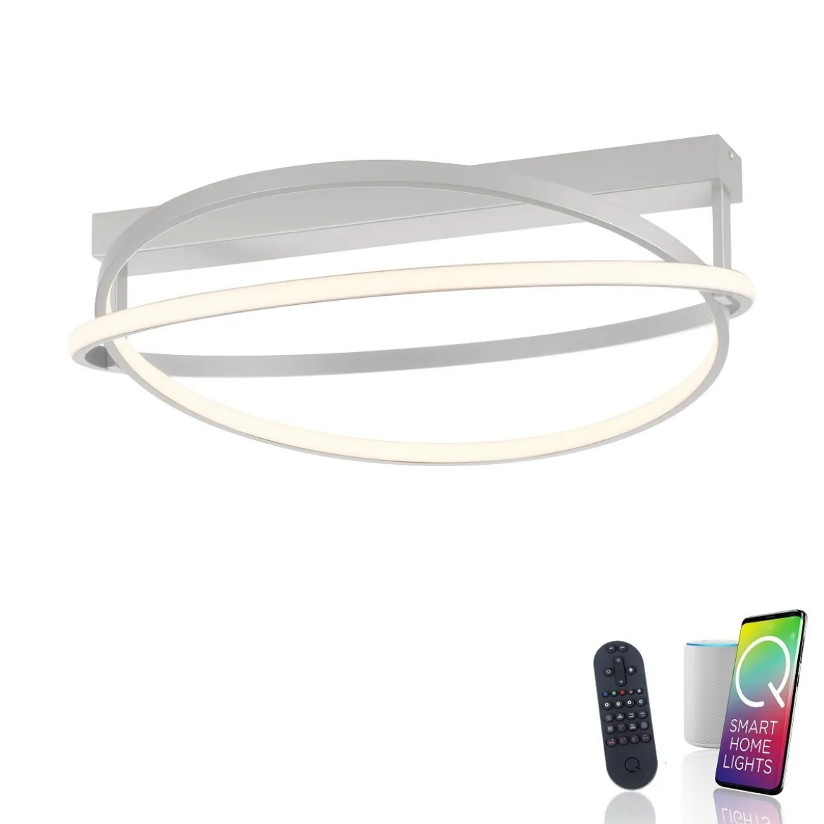 Paul Neuhaus 6739-55 Q-BELUGA LED Deckenleuchte stahlfarben Smart Home