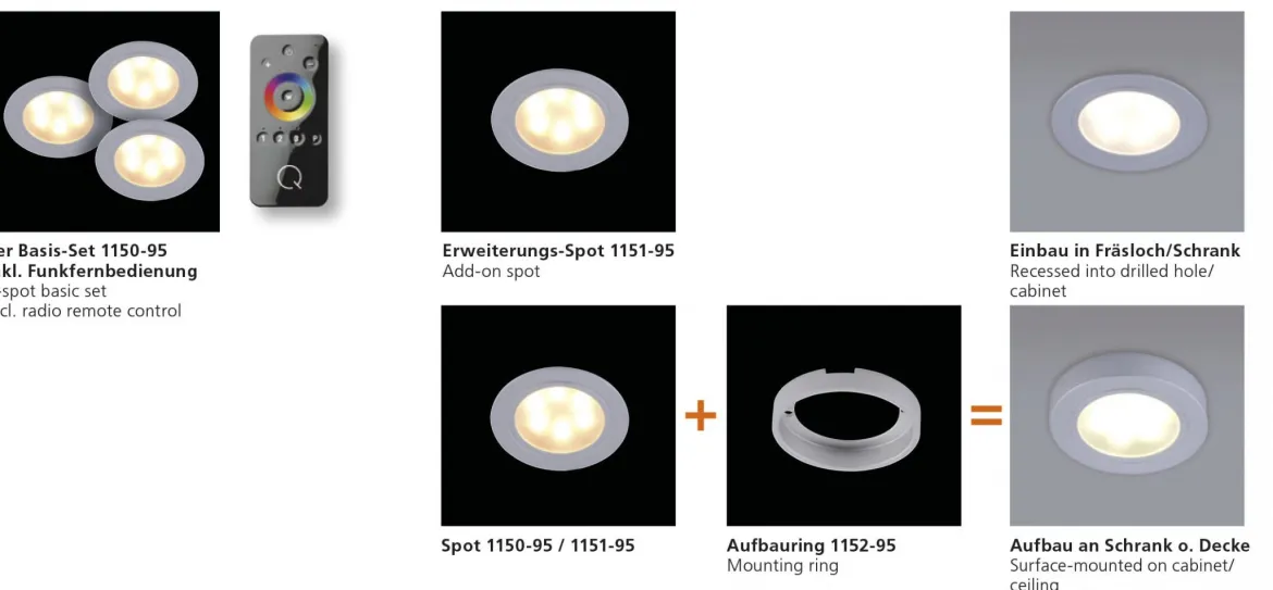 Paul Neuhaus 1150-95 Q-ELLI LED Einbauleuchte aluminium 3er-Set