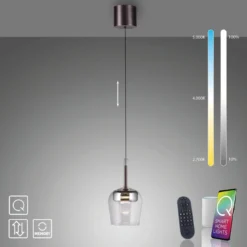 Paul Neuhaus 2741-21 Q-KON Pendelleuchte silber 1-flammig Smart Home