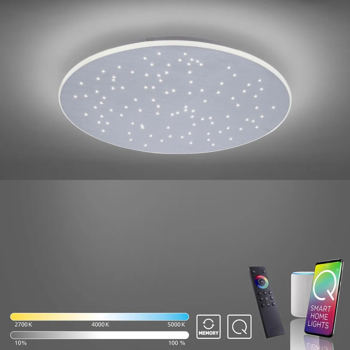 Paul Neuhaus 8037-95 Q-NIGHTSKY Deckenleuchte aluminium rund