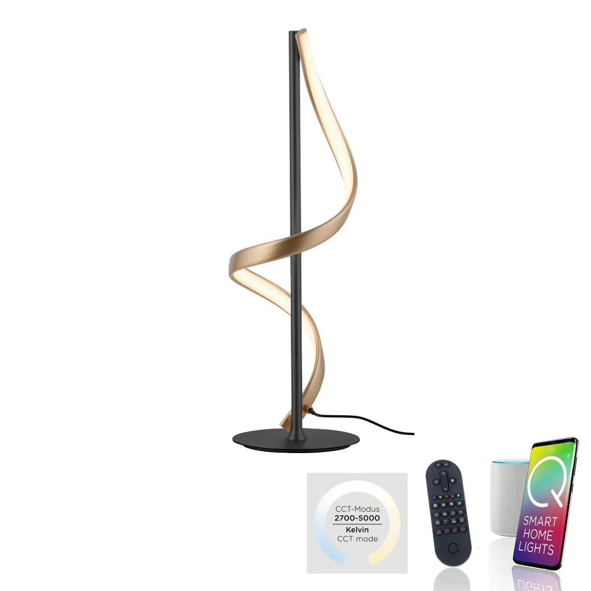 Paul Neuhaus 4385-13 Q-SWING LED Tischleuchte anthrazit messing Smart Home
