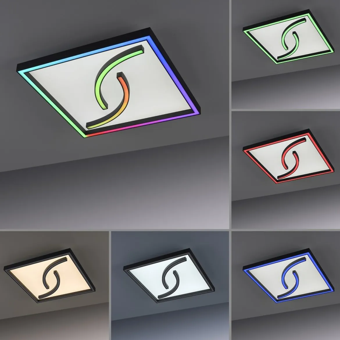 Paul Neuhaus 8275-18 Serpent Deckenleuchte schwarz 45x45cm RGBW