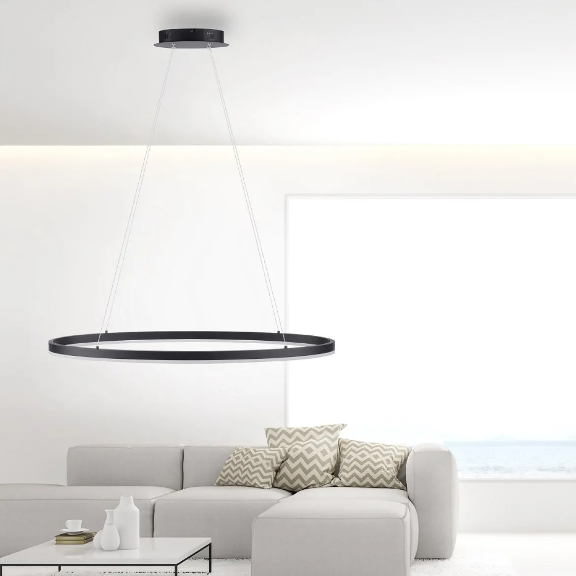 Paul Neuhaus 2392-13 Titus oval LED Pendelleuchte 80cm anthrazit Simply Dim