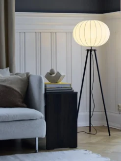 PR Home 4410503-FR01 Stehleuchte Mattschwarz Stoffschirm weiß