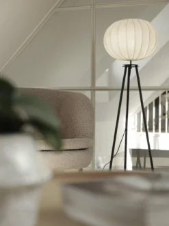 PR Home 4410503-FR01 Stehleuchte Mattschwarz Stoffschirm weiß