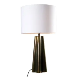 PR Home 4374402-FR01 Tischleuchte Aira Öl Messing Optik Schirm Weiß 65cm