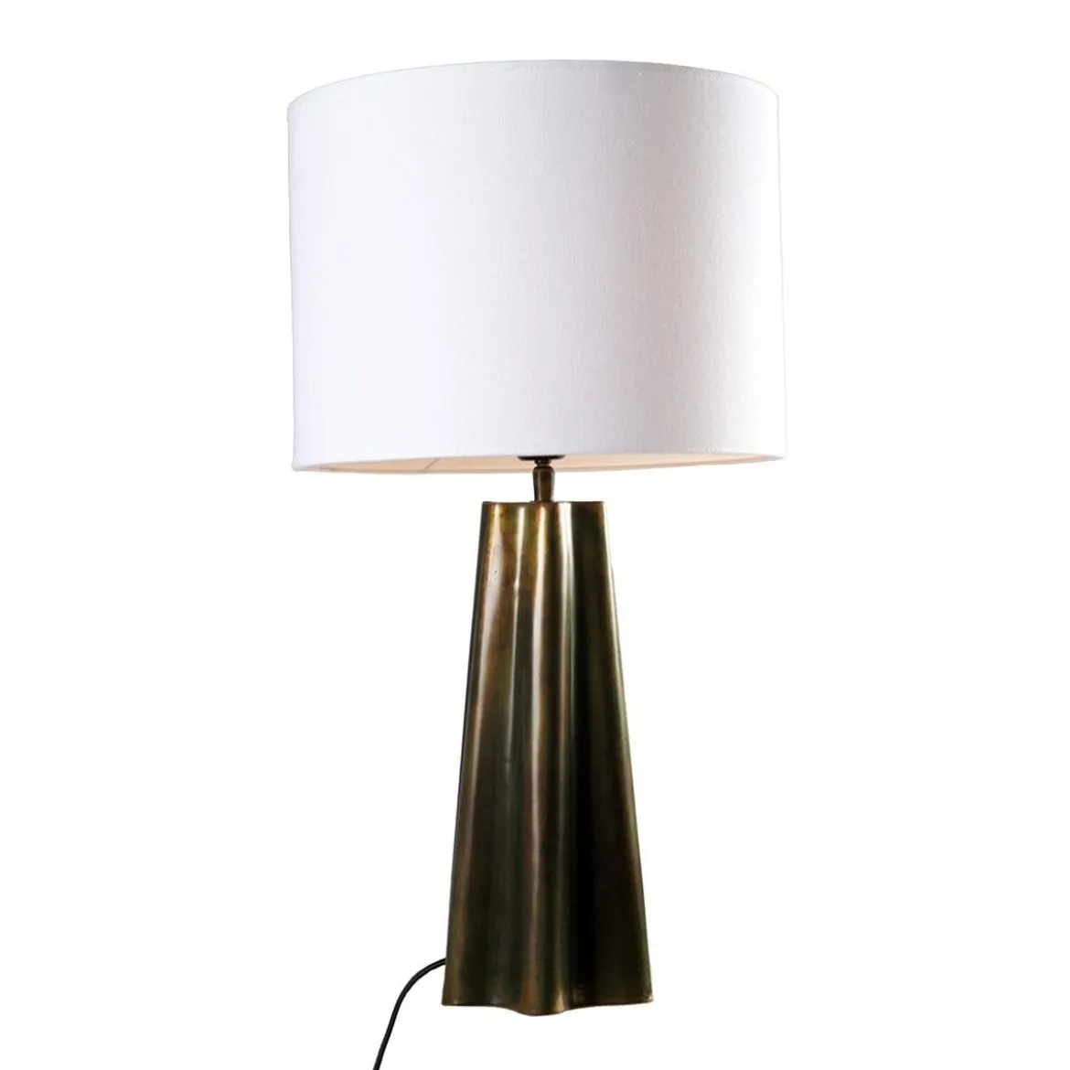 PR Home 4374402-FR01 Tischleuchte Aira Öl Messing Optik Schirm Weiß 65cm