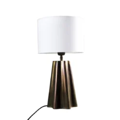 PR Home 4373402-FR01 Tischleuchte Aira Öl Messing Optik Schirm Weiß 50cm