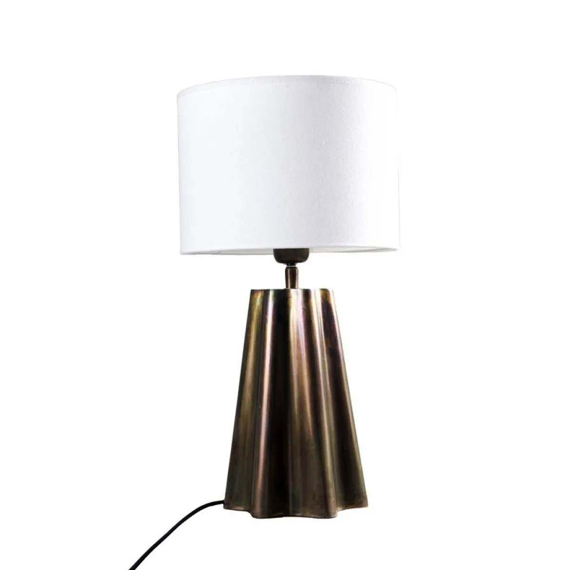 PR Home 4373402-FR01 Tischleuchte Aira Öl Messing Optik Schirm Weiß 50cm