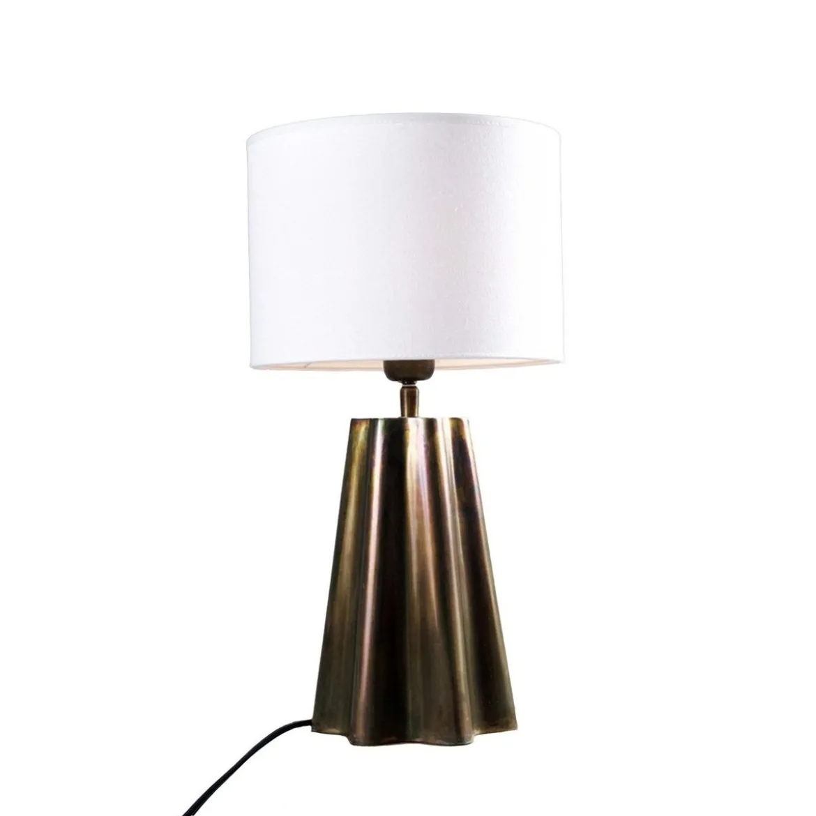 PR Home 4373402-FR01 Tischleuchte Aira Öl Messing Optik Schirm Weiß 50cm