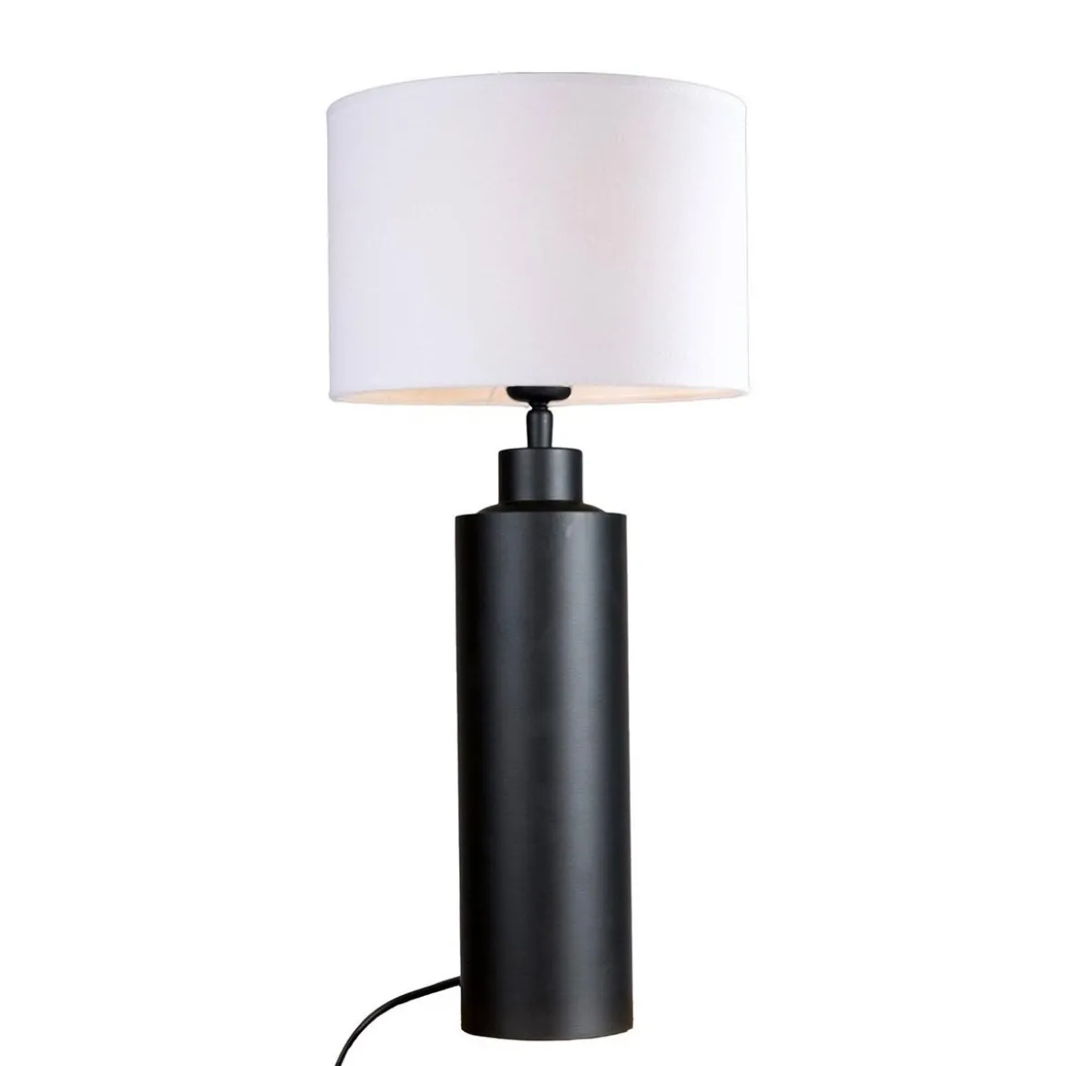 PR Home 4164403-FR01 Tischleuchte Solo Schwarz matt Stoffschirm weiß 65cm