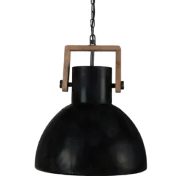 PR Home 1373905 Hängelampe Ashby Holz schwarz Zink 39cm