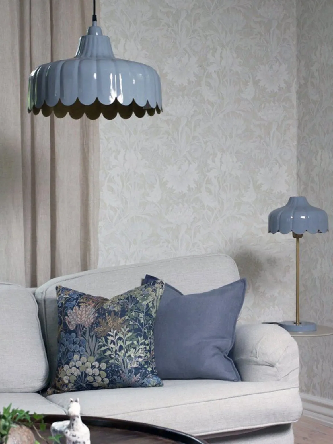 PR Home 2834382 Pendelleuchte Wells Blau Gold 43cm