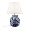 PR Home 4604717 Tischleuchte Fanny Blau Stoffschirm Weiß 47cm