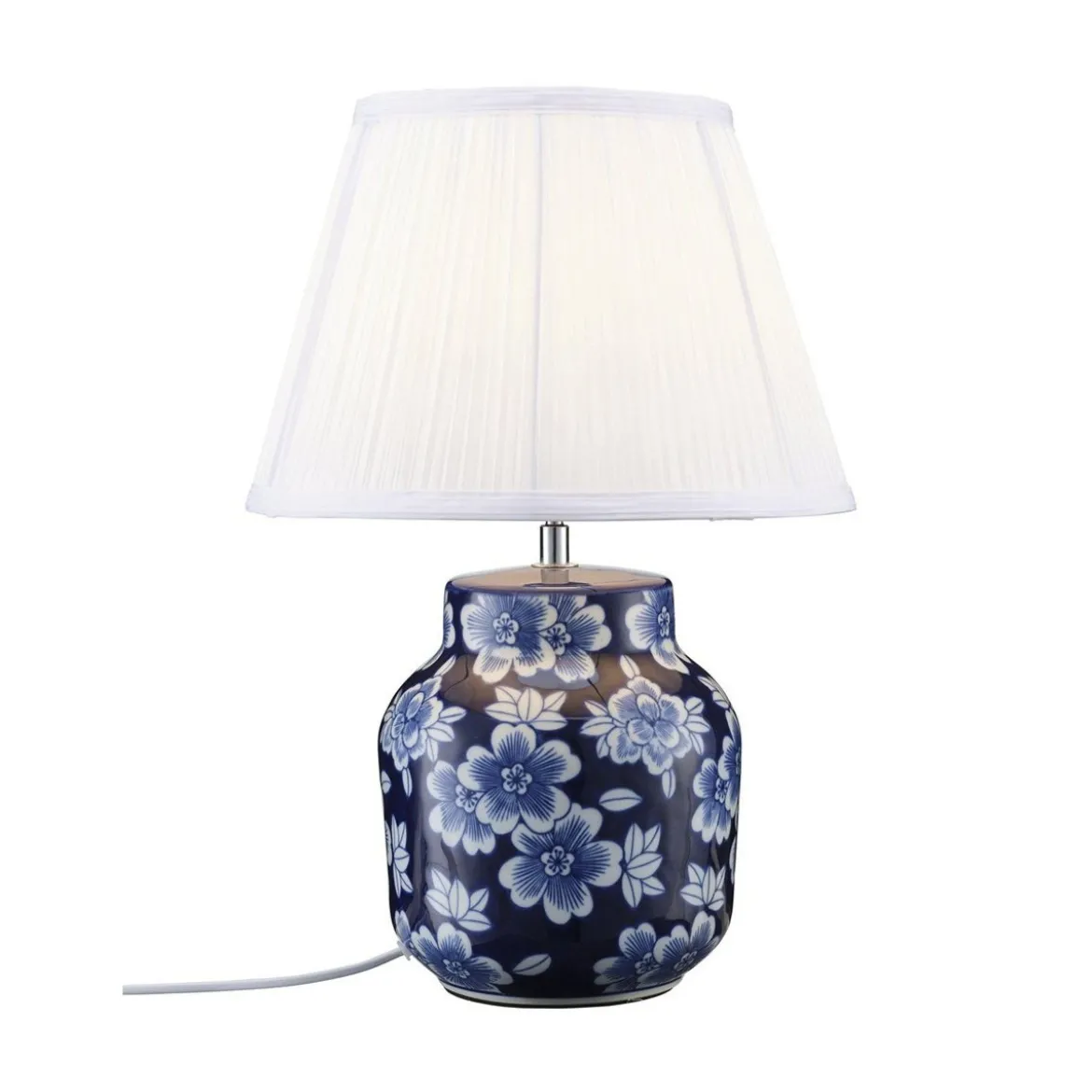 PR Home 4604717 Tischleuchte Fanny Blau Stoffschirm Weiß 47cm