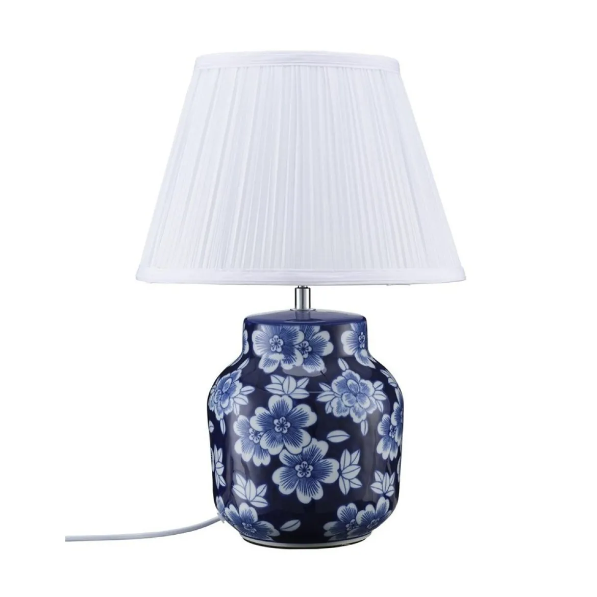 PR Home 4604717 Tischleuchte Fanny Blau Stoffschirm Weiß 47cm