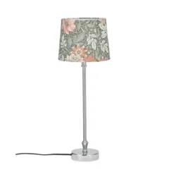 PR Home 71001-7666 Tischleuchte Liam silber Stoffschirm Dahlia Grün 59cm