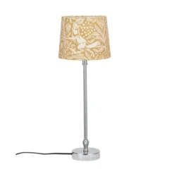PR Home 71001-2048 Tischleuchte Liam silber Stoffschirm gelb 59cm
