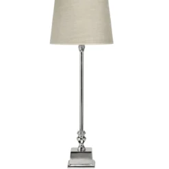 PR Home 1166506-3089 Tischleuchte Linné Chrom Lampenschirm Natur 80cm