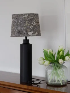 PR Home 4164403-010 Tischleuchte Solo Schwarz Matt Stoffschirm Bunt 58cm