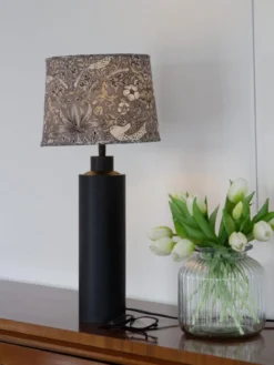 PR Home 4164403-010 Tischleuchte Solo Schwarz Matt Stoffschirm Bunt 58cm